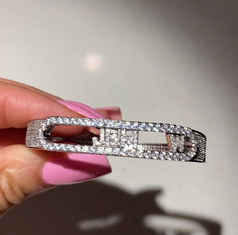 Custom Diamond Name Bracelet W/ Shifting Letters