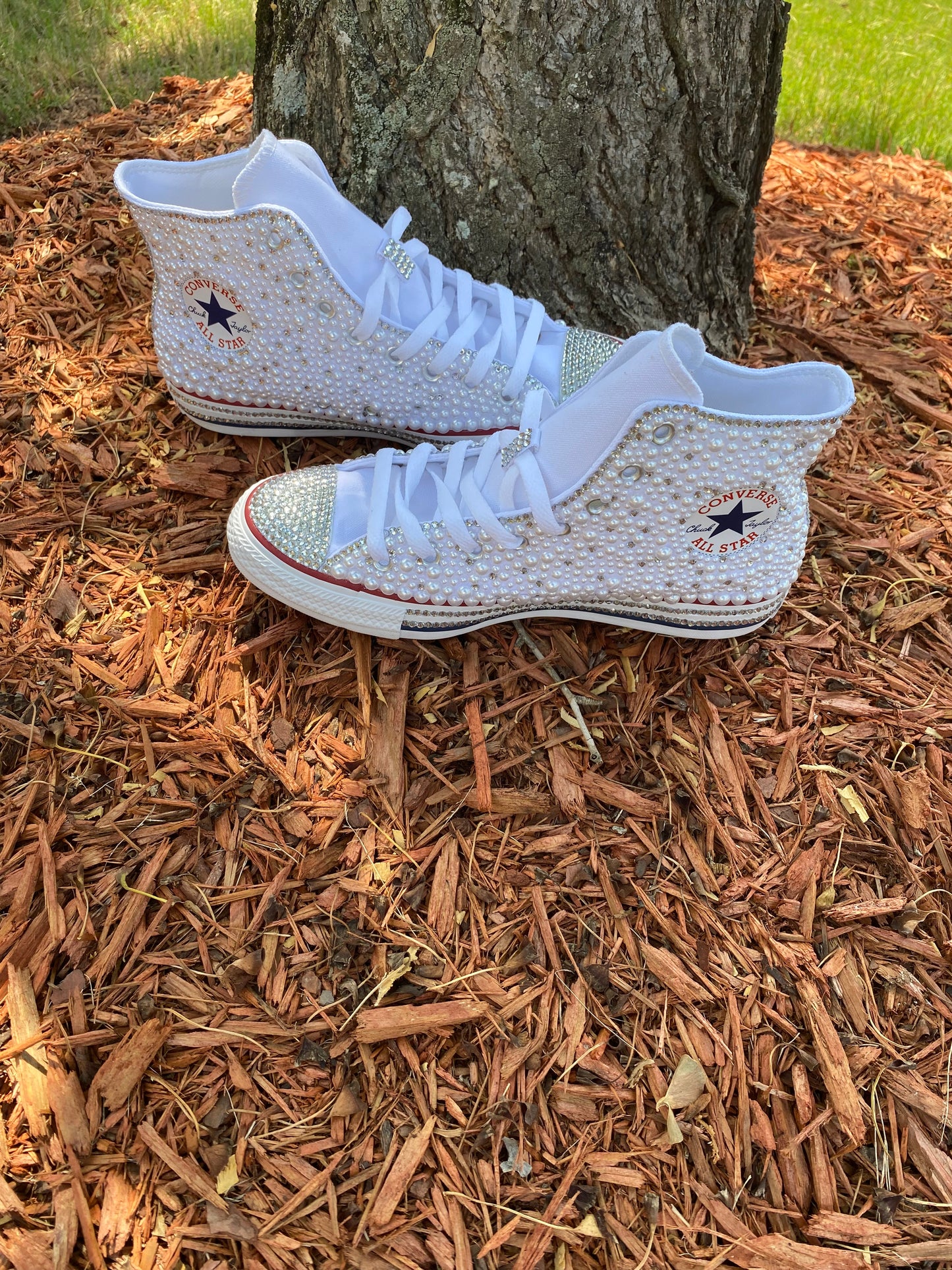 Custom Full Pearl/Bling Mix Hightop Converse